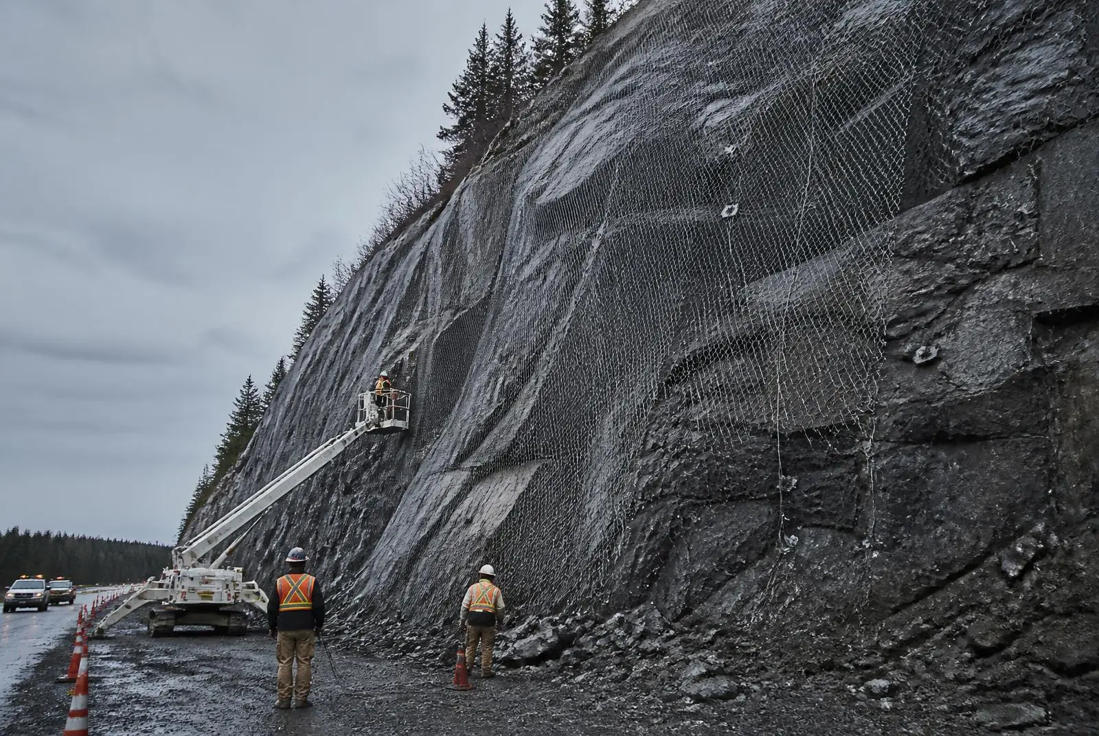 Installation de filets TECCO à la mine Canadian Malartic